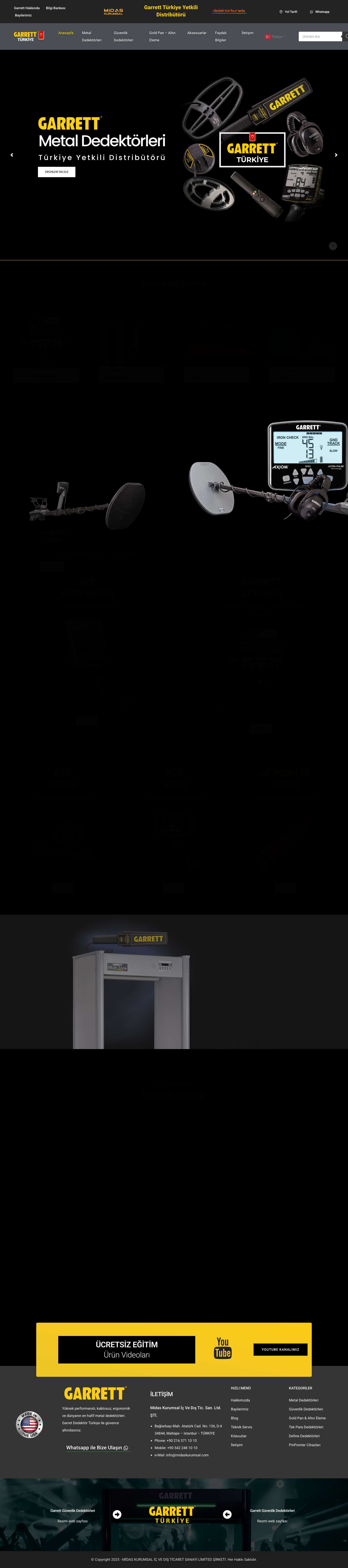 Garrett Metal Define Dedektörleri - Türkiye Distribütörü - Full Screenshot