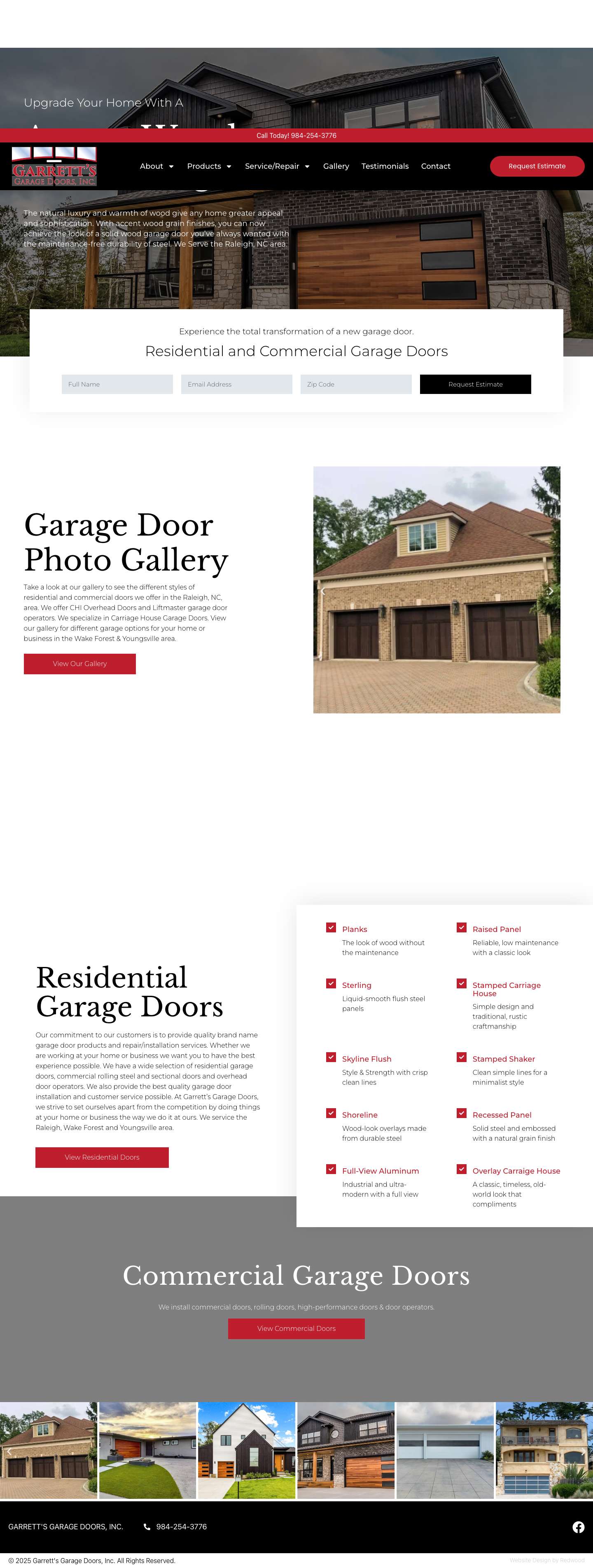 Garage Doors & Service Wake Forest NC | Garrett’s Garage Doors - Full Screenshot