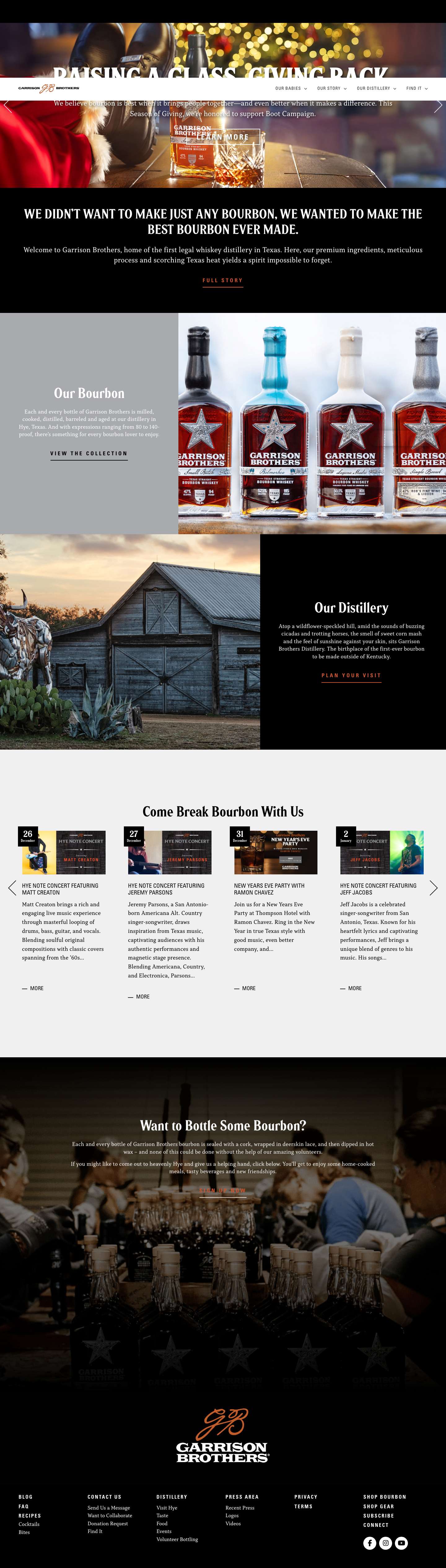 Home - Garrison Brothers Distillery - Full Screenshot