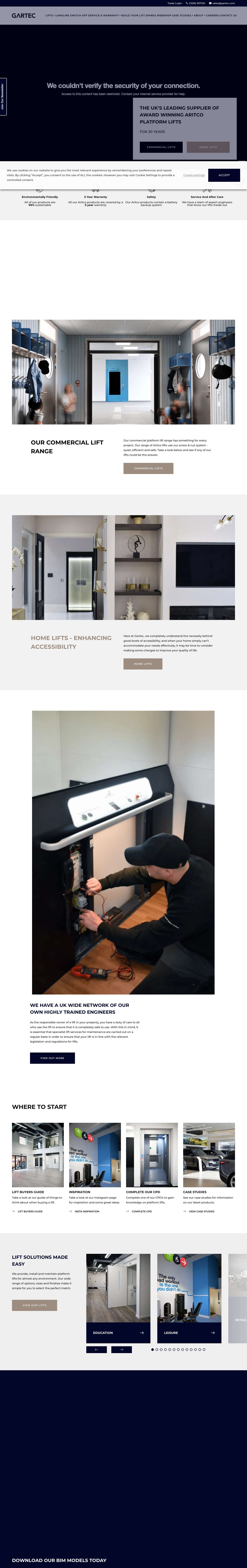 Gartec - The UK's Leading Lift Company for 25 Years - Full Screenshot