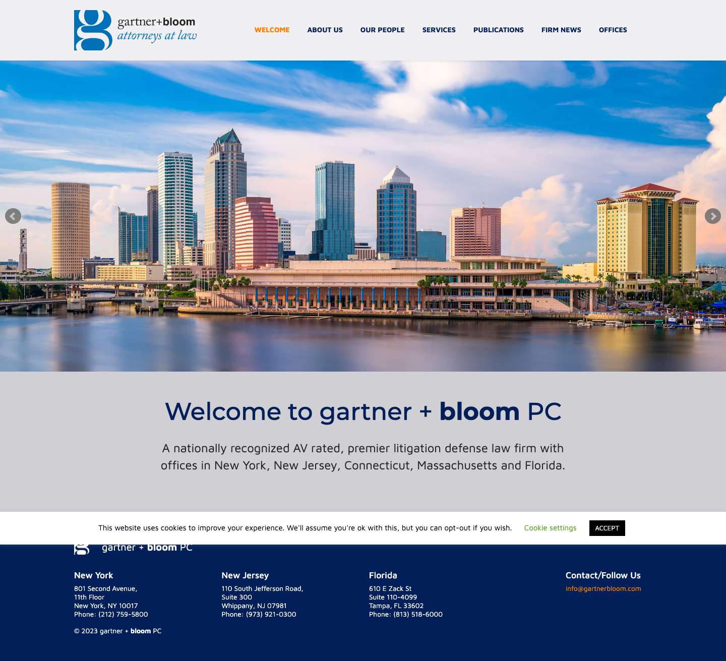 Gartner + Bloom PC - A full-service New York, New Jersey, and Florida law firm - Full Screenshot