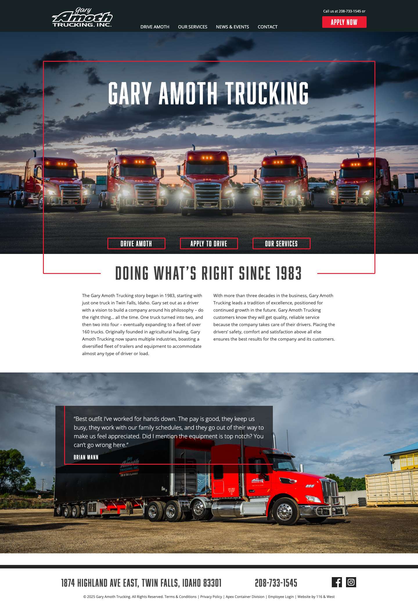 Home | Gary Amoth Trucking - Full Screenshot