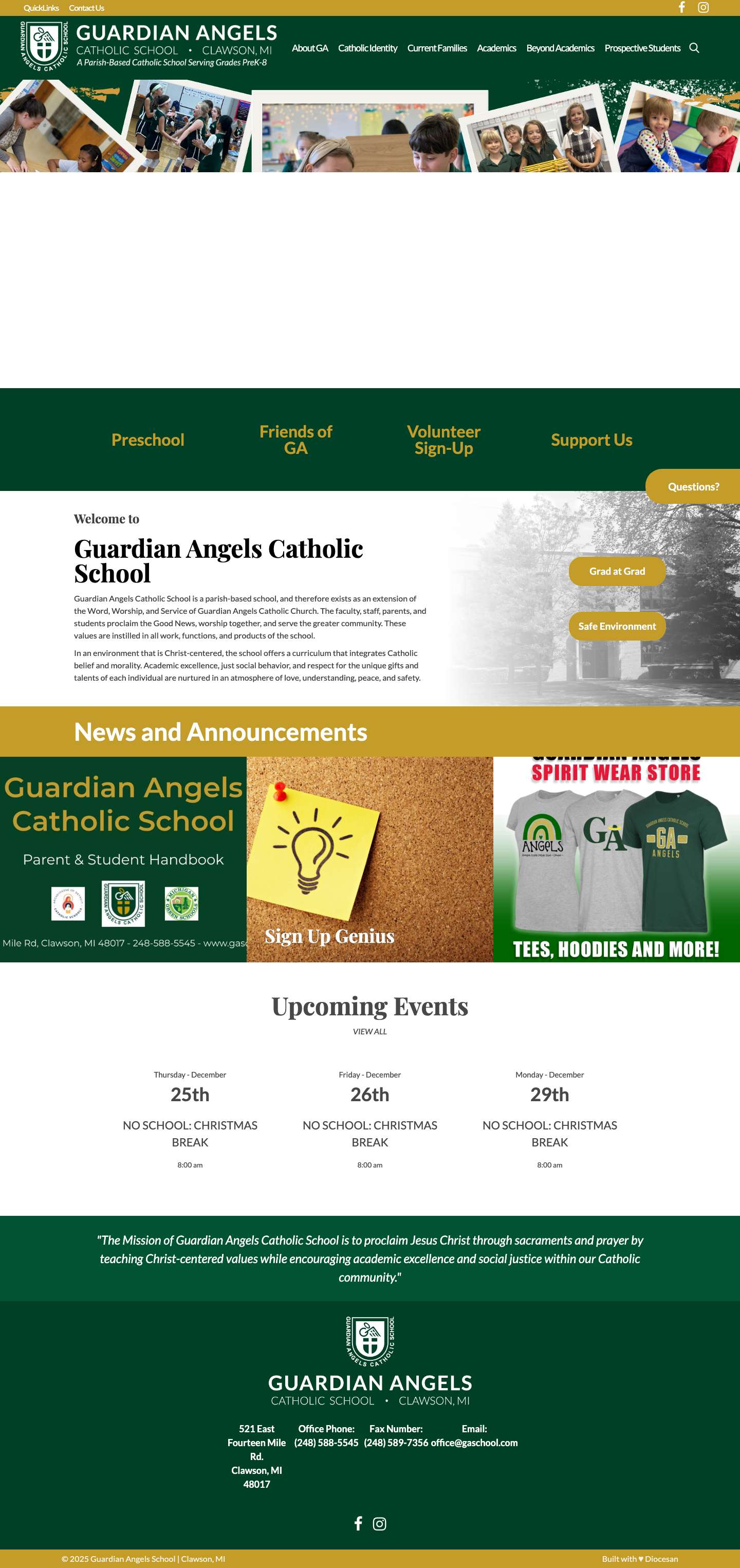 Home - Guardian Angels School - Full Screenshot