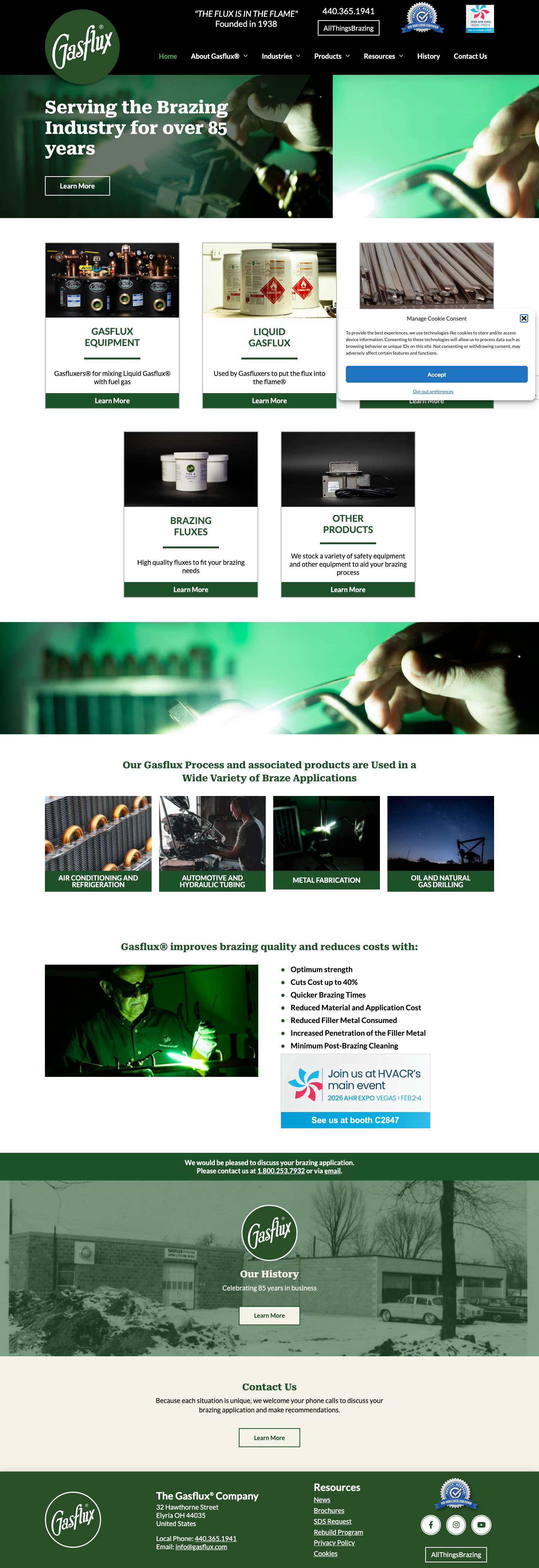 Home - Gasflux for Bronze and Silver Braze Applications - Full Screenshot