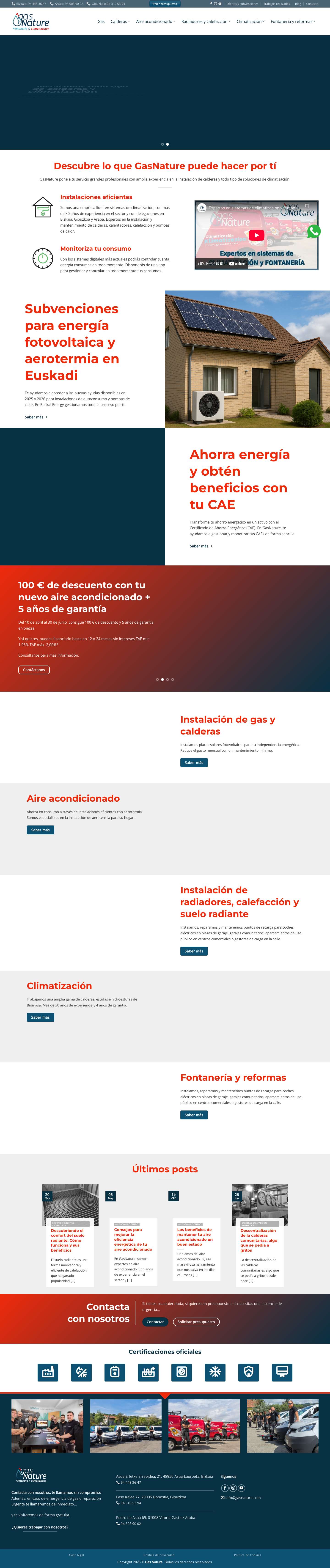 Instalación de calderas, aire Acondicionado y climatización | GasNature - Full Screenshot