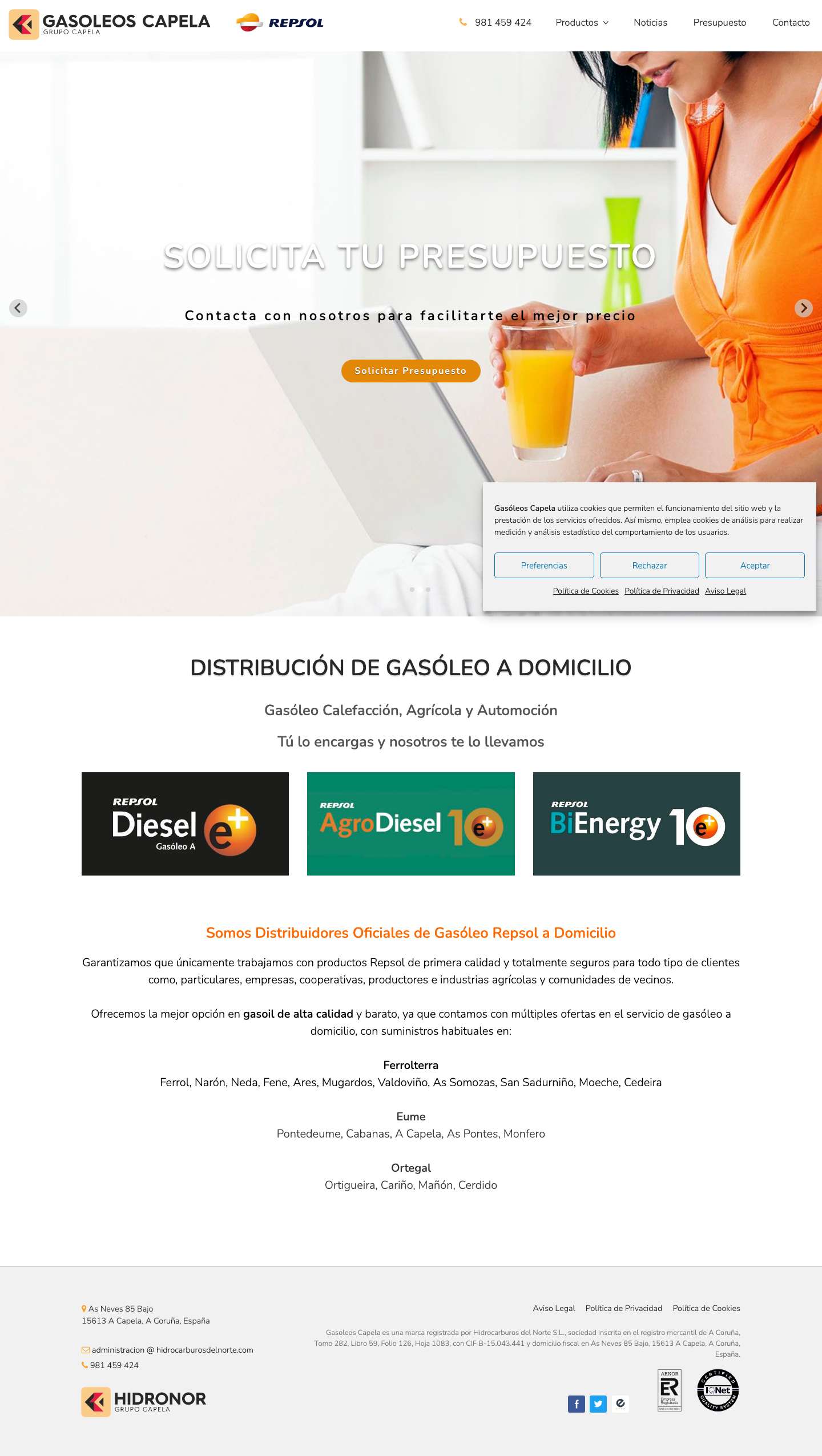 GASOLEOS CAPELA | Distribución de Gasóleo a Domicilio - Full Screenshot