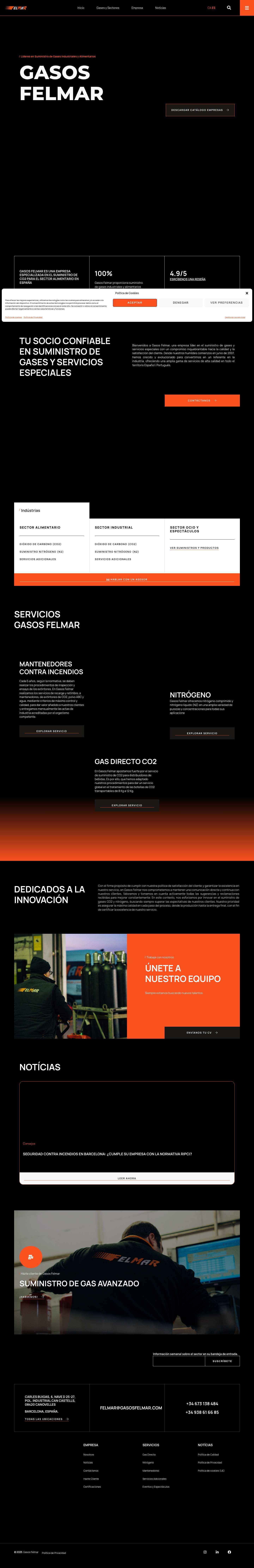 Gasos Felmar - Suministro de gases CO2 Industrial, Alimentario & Eventos - Full Screenshot