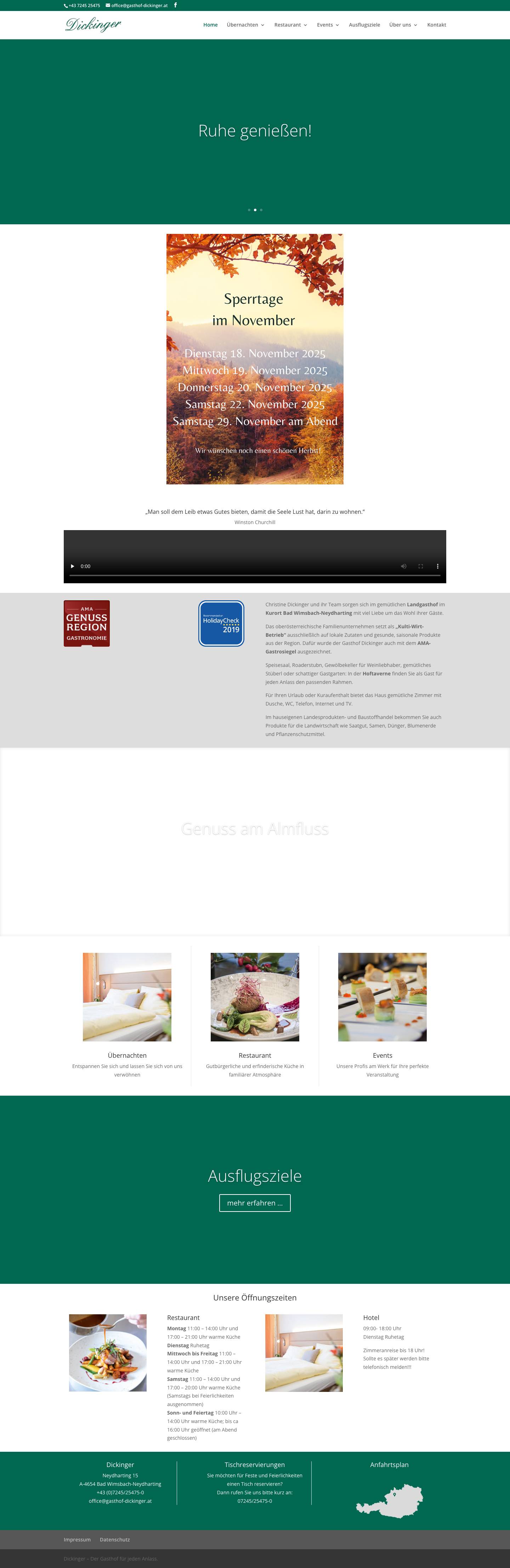 Gasthof Dickinger | Der Gasthof für jeden Anlass. - Full Screenshot