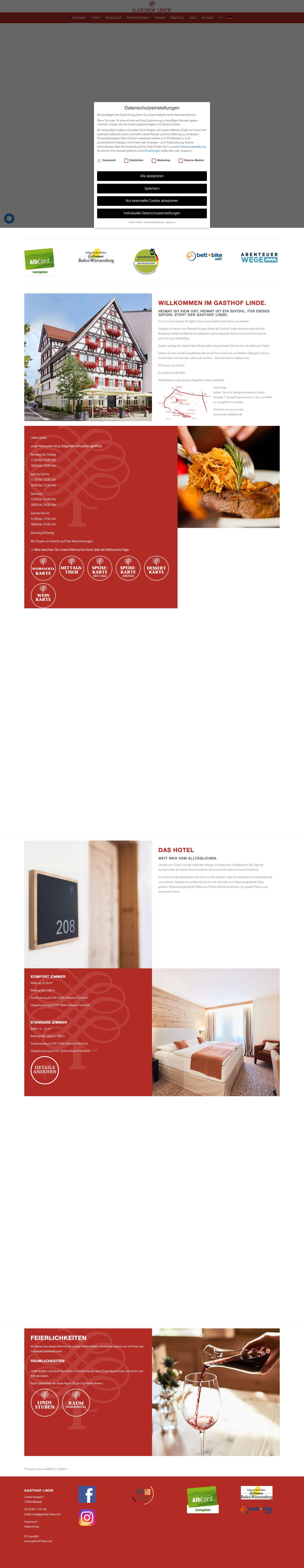 Willkommen im Gasthof Linde. Ihrem Restaurant im Herzen von Albstadt! - Full Screenshot