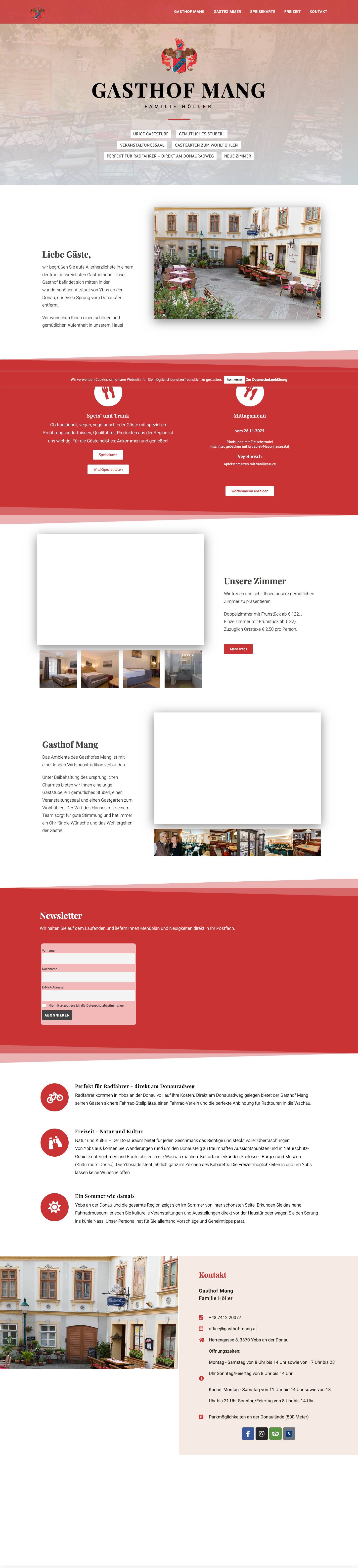 Gasthof Mang - Familie Höller - Full Screenshot