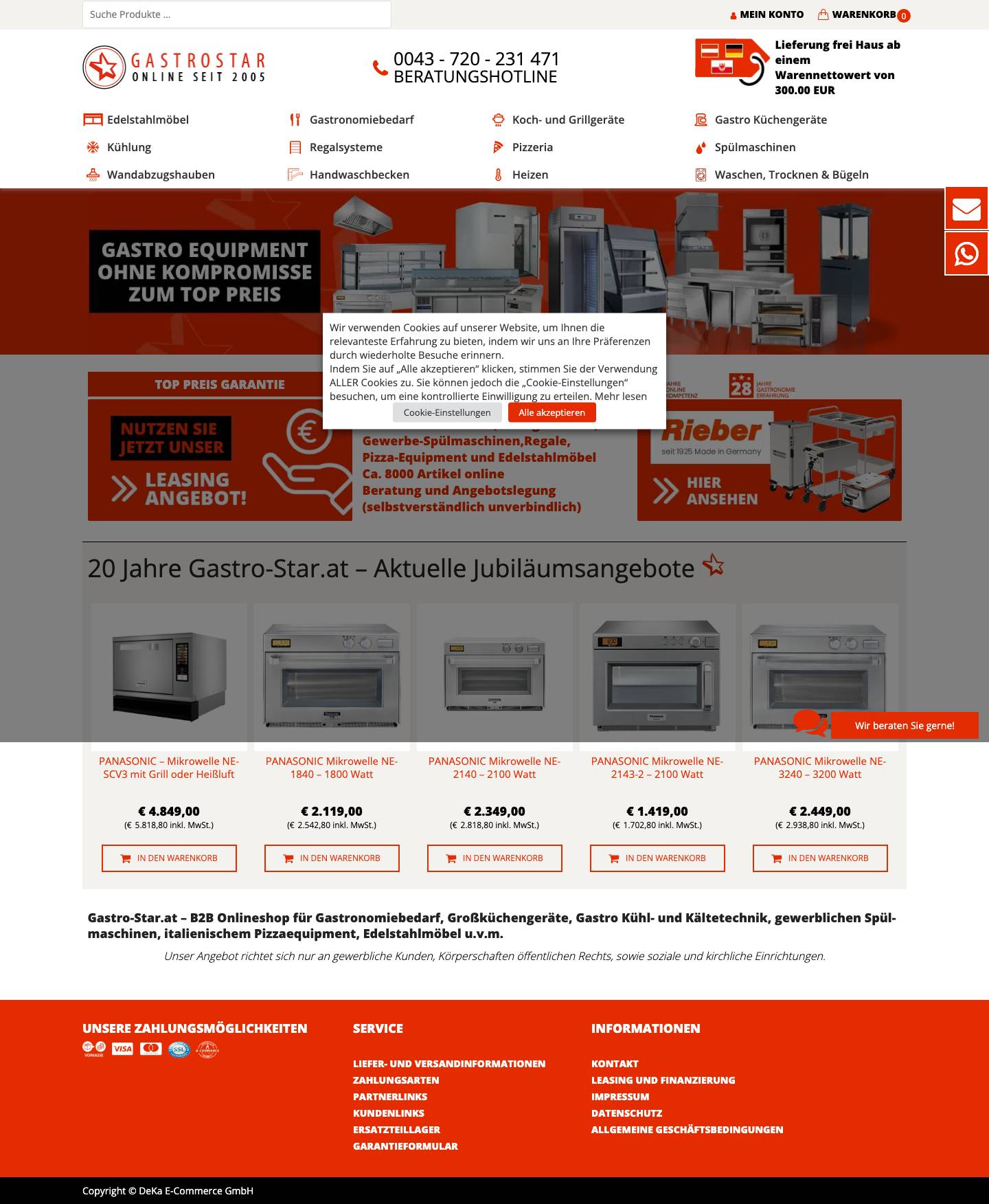 Gastronomiebedarf zu Top-Preisen kaufen | Gastrostar - Full Screenshot