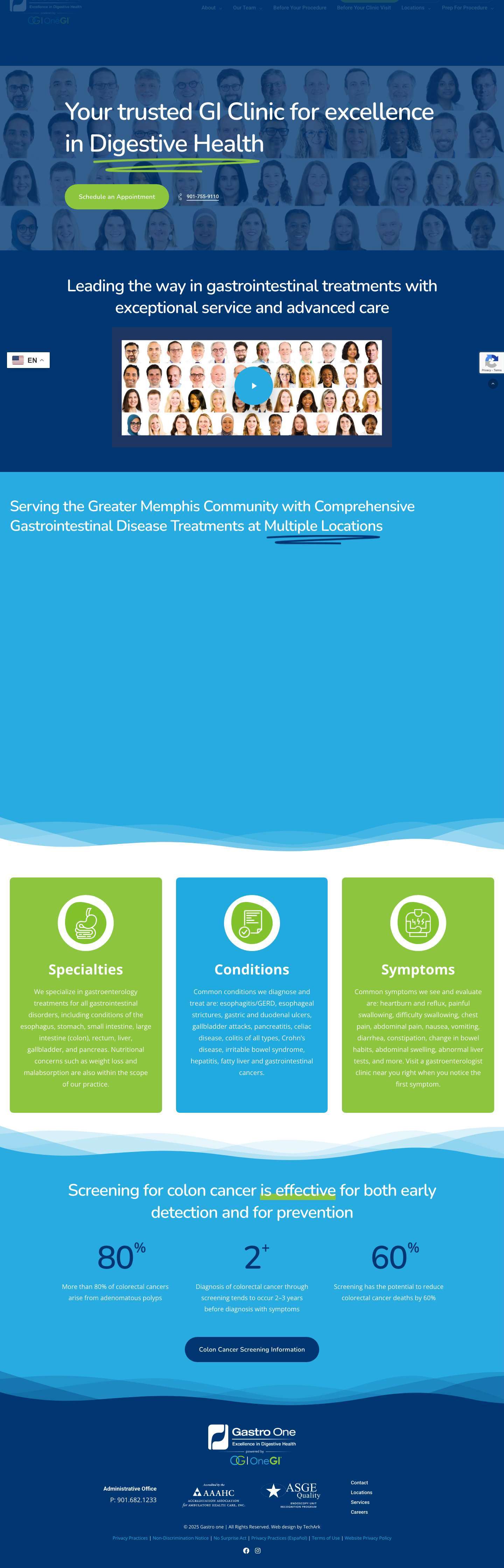GI Clinic in Germantown, Memphis & DeSoto | Gastro One - Full Screenshot