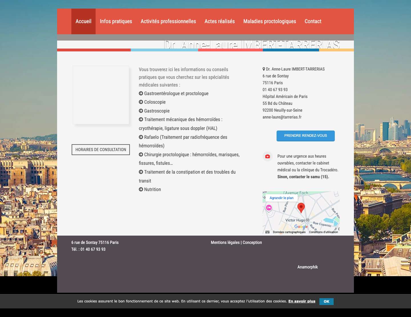 Dr. IMBERT-TARRERIAS : Gastroentérologue Proctologue à Paris - Full Screenshot
