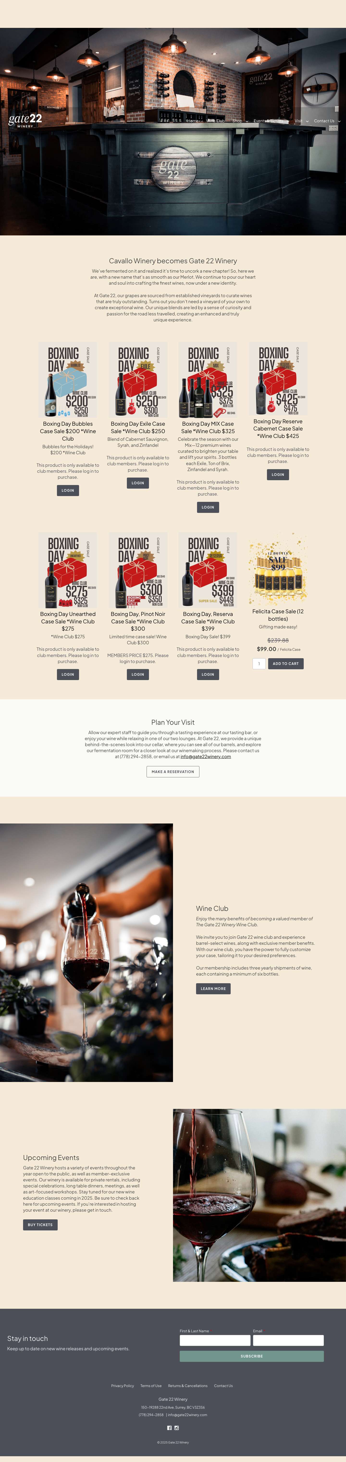 Home - Gate 22 Winery - Full Screenshot