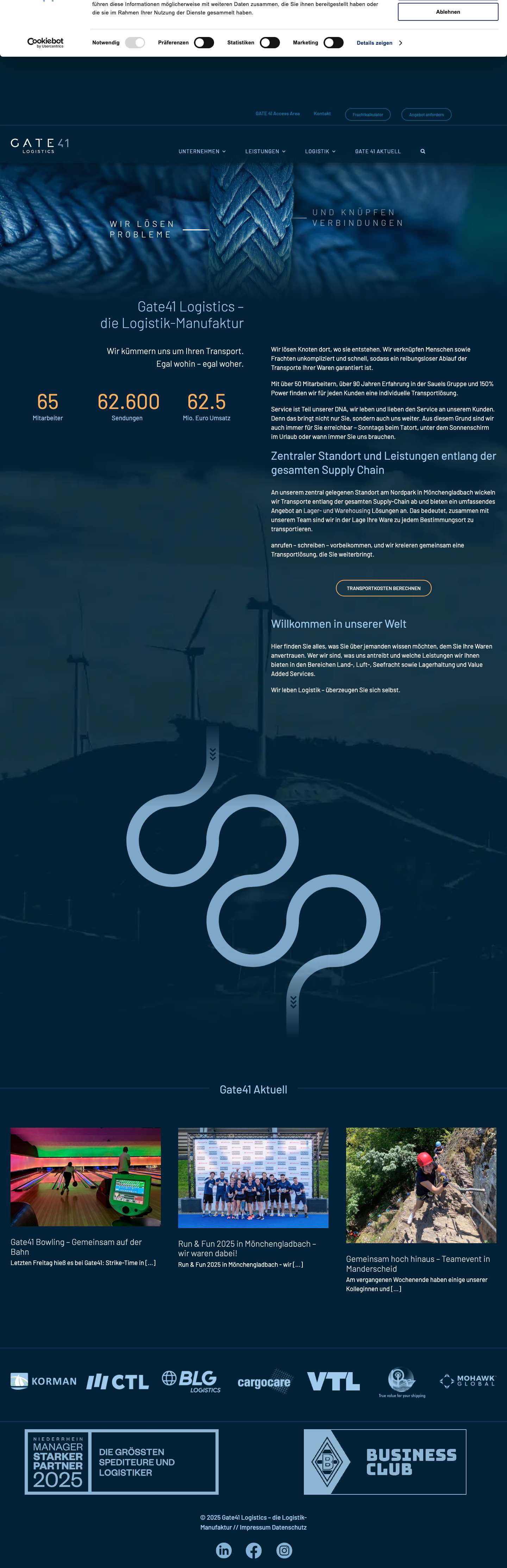 Gate41 Logistics – die Logistik-Manufaktur - Full Screenshot