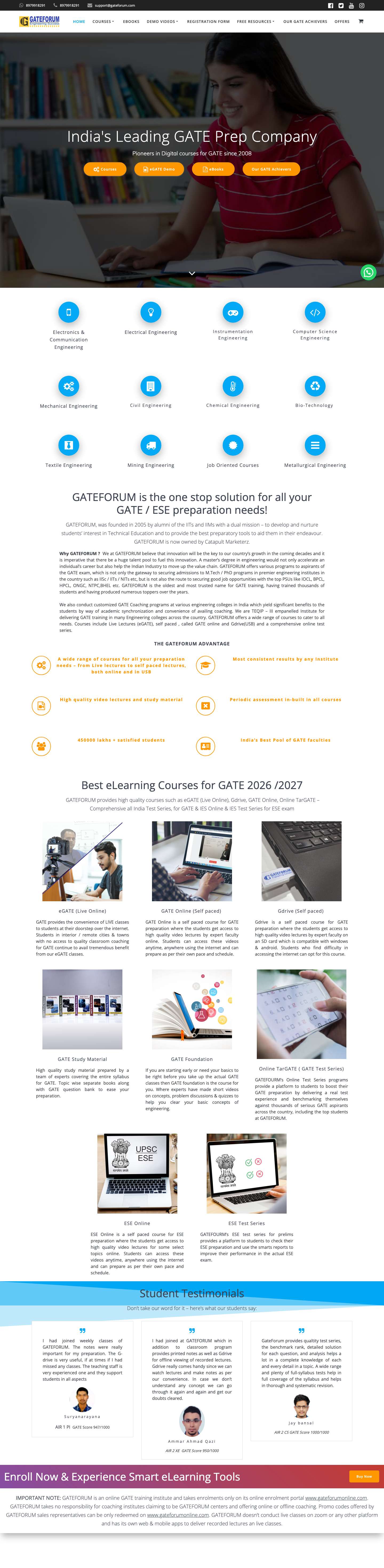GATE Preparation | GATE Online Coaching | GATE 2025 / 2026 - Full Screenshot