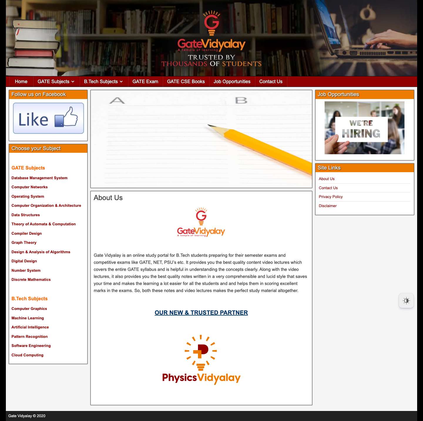 Gate Vidyalay | A temple of learning for GATE, NET, PSU's - Full Screenshot