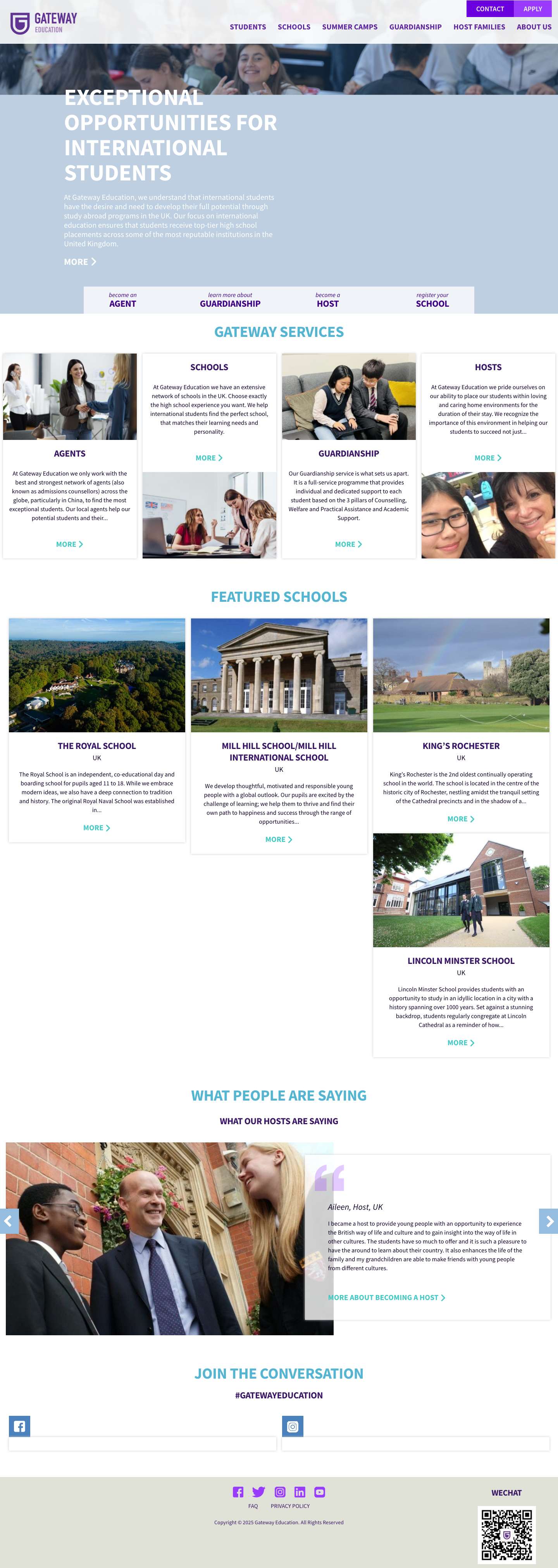 Trusted Guardianship for International Students | Gateway Education - Full Screenshot