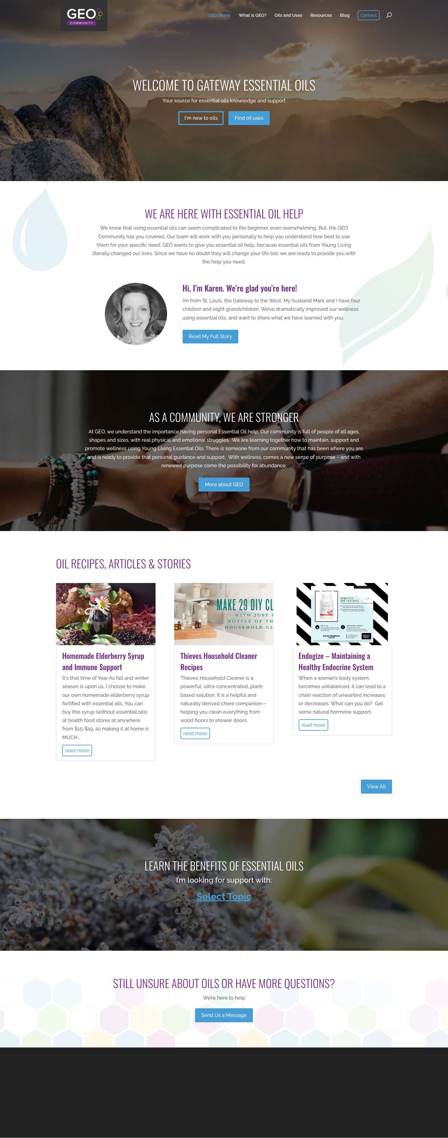 Welcome to GEO where you can get personal essential oil help - Full Screenshot