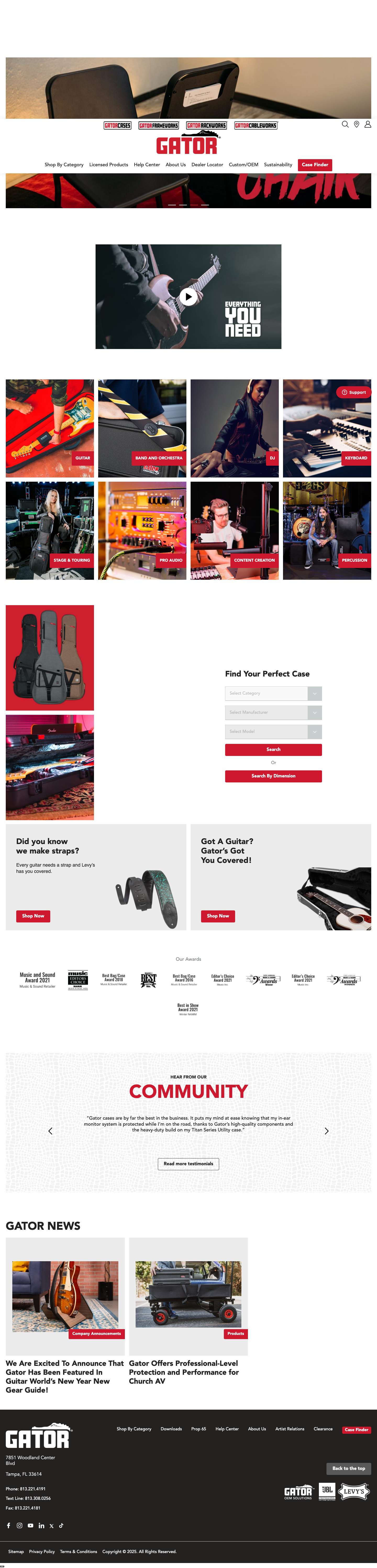 Homepage - Gator Cases - Full Screenshot