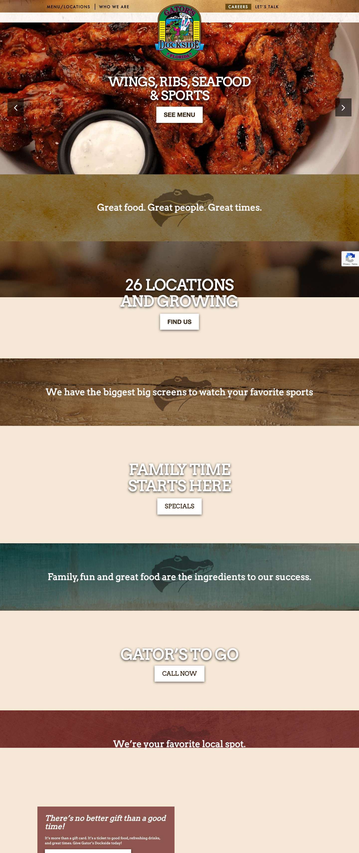 Gators Dockside – Wings, Ribs, Seafood, and Sports - Full Screenshot