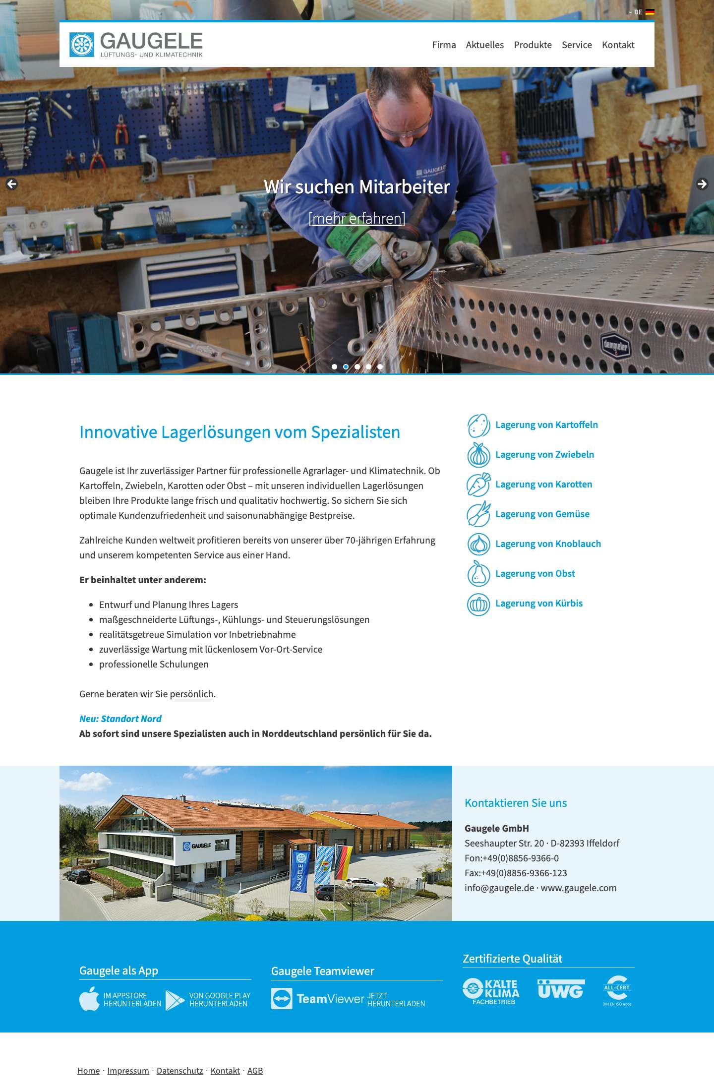 GAUGELE GmbH | Lüftungs- und Klimatechnik – Ihr Spezialist für professionelle Agrar- und Klimatechnik - Full Screenshot