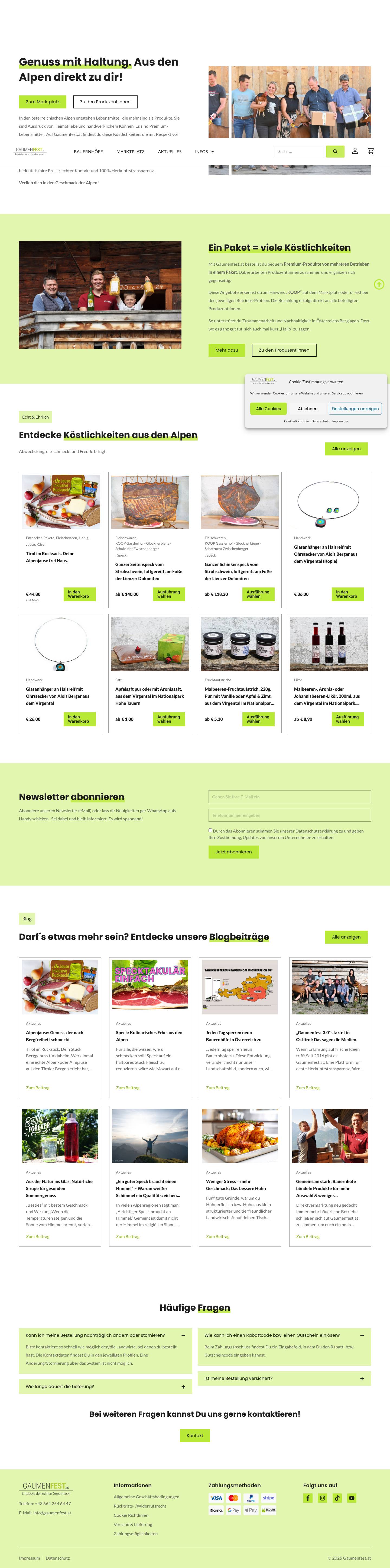 Home | Gaumenfest.at - Entdecke den echten Geschmack! - Full Screenshot