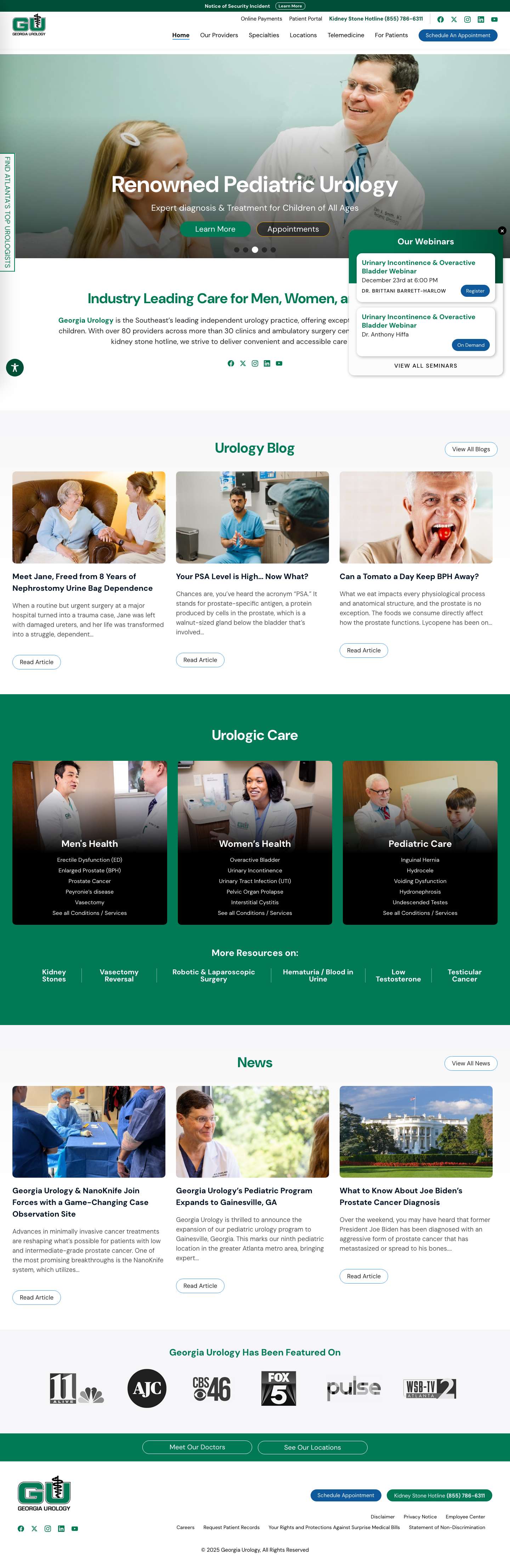 Atlanta Urology Practice | Largest Urology Practice in Atlanta | Georgia Urology - Full Screenshot