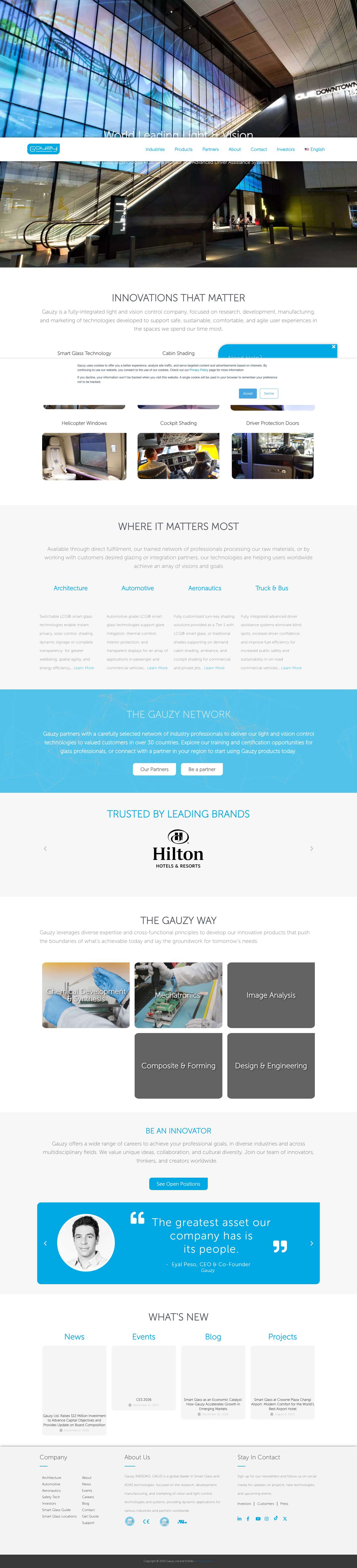 Smart Glass Technology | ADAS | CMS | Gauzy - Full Screenshot