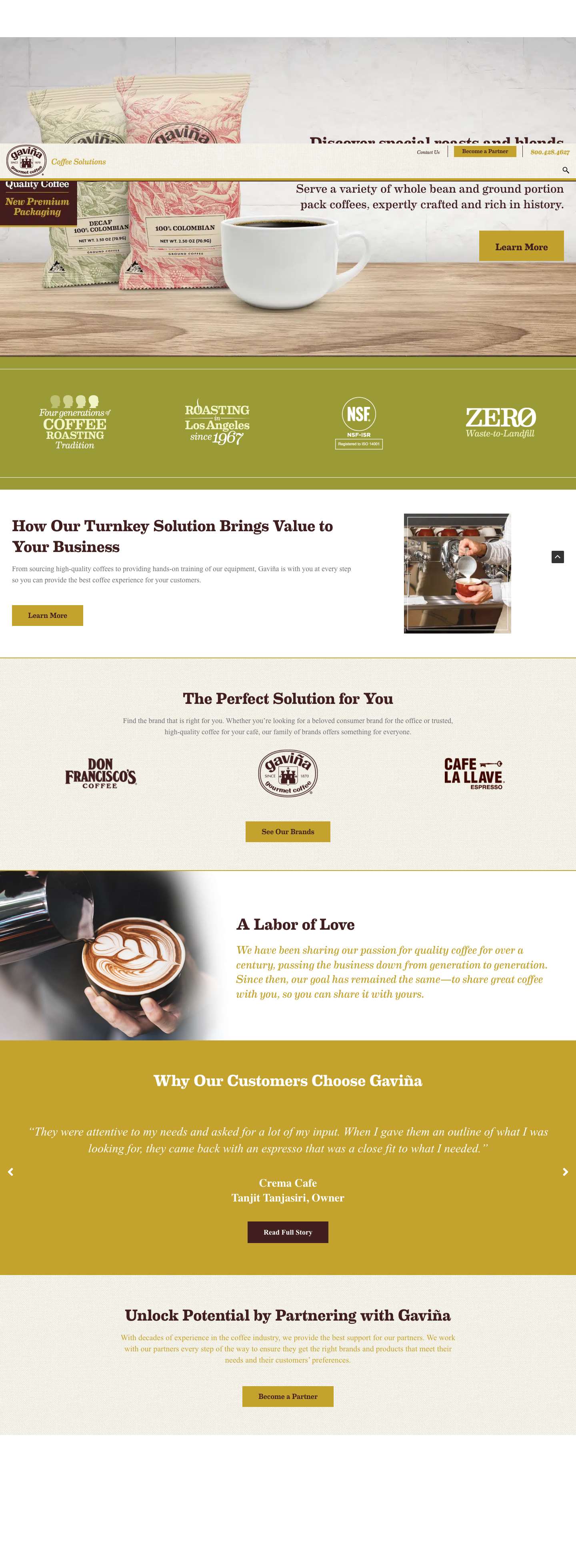 Office Coffee Services & Wholesale Coffee Supplier | Gaviña Coffee Solutions - Full Screenshot