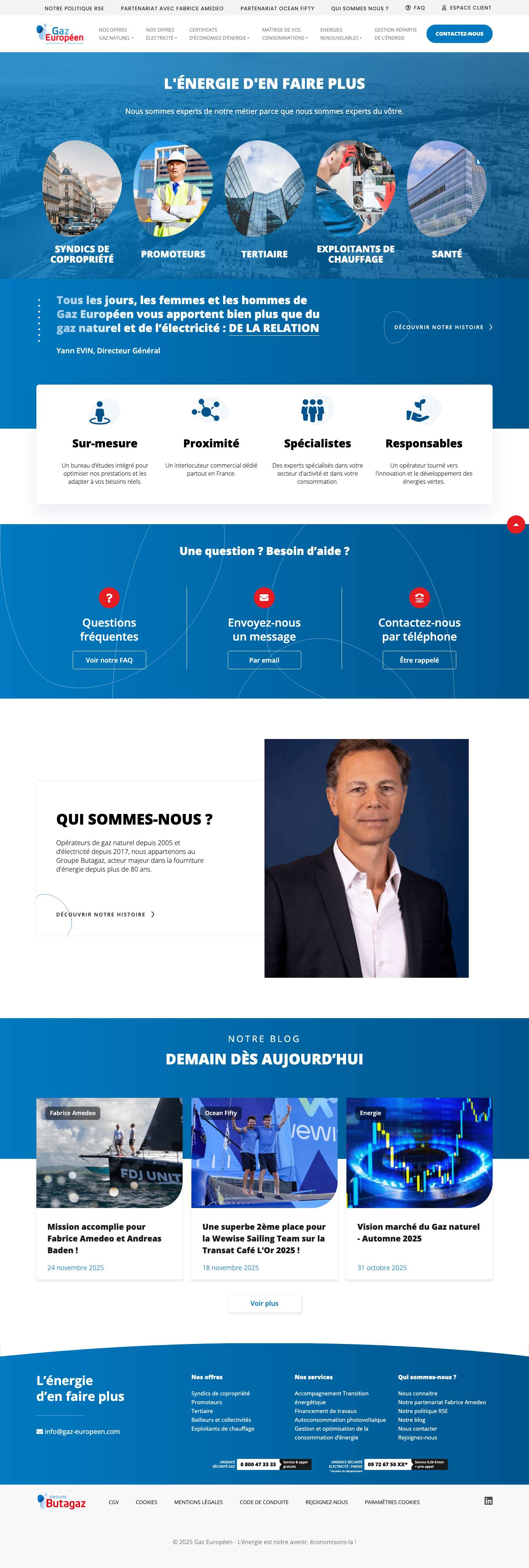 Fournisseur Gaz et Électricité pour les syndics - Gaz Européen - Full Screenshot