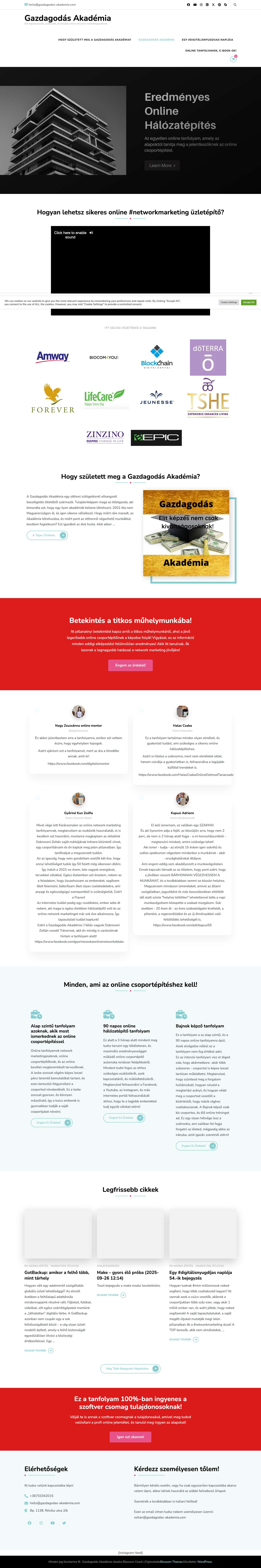 Gazdagodás Akadémia - Elit képzés kezdő, újrakezdő, és haladó online network marketingeseknek - Full Screenshot