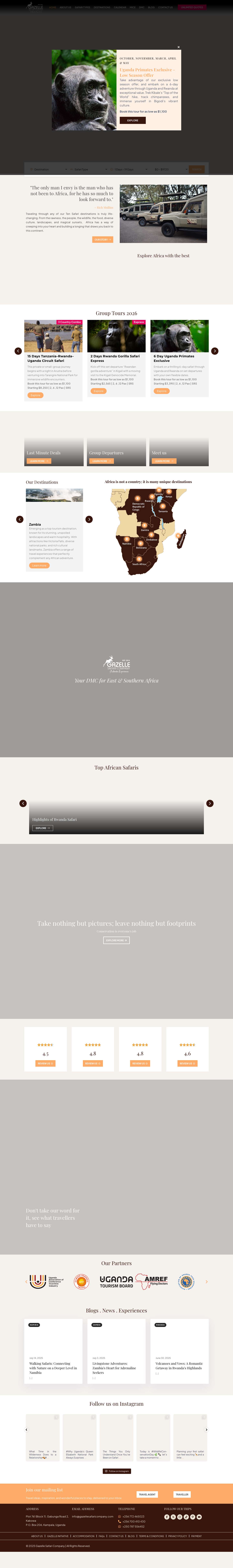 Gazelle Safaris Africa – Affordable Africa Safaris - Full Screenshot