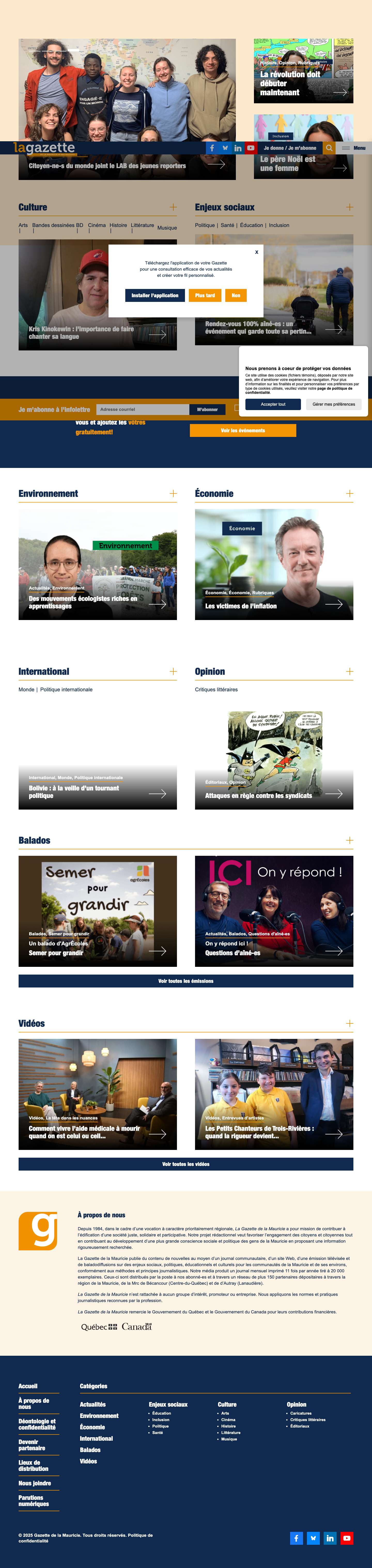 Accueil | Gazette de la MauricieLa Gazette de la Mauricie | Journal mensuel et baladodiffusions - Full Screenshot