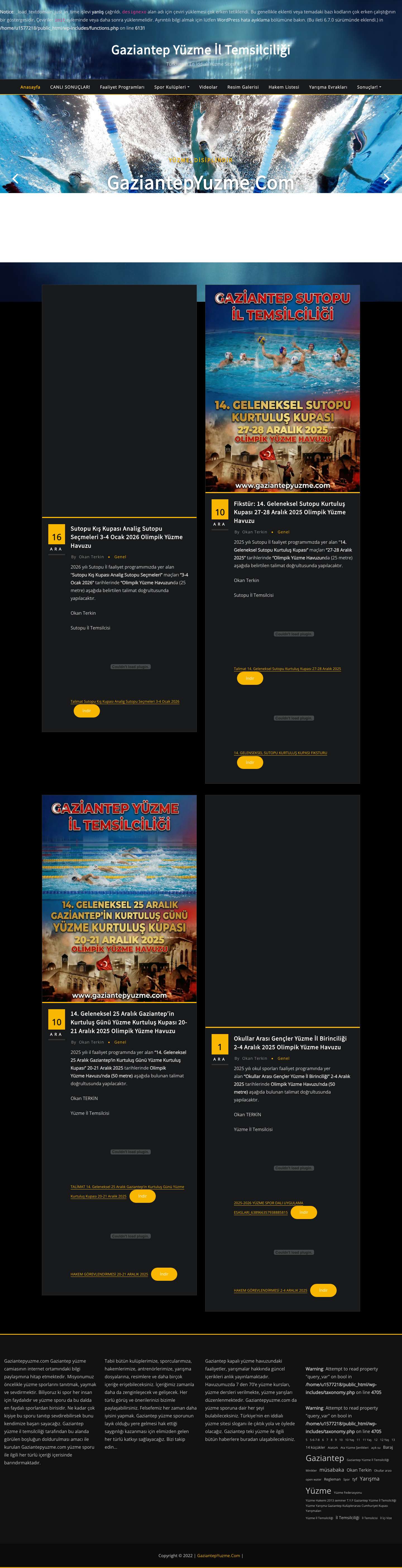 Gaziantep Yüzme İl Temsilciliği – Türkiyenin En İddialı Yüzme Sitesi - Full Screenshot