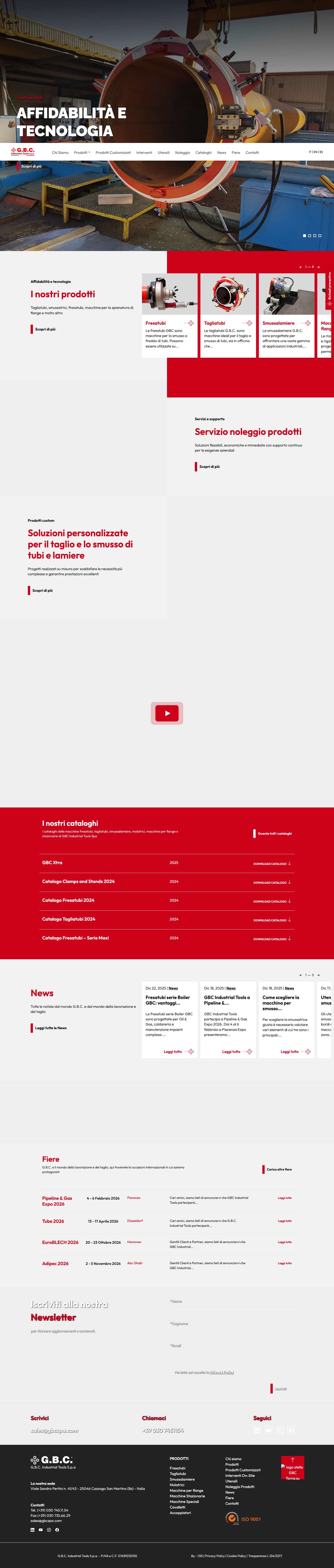 Leader globale nel taglio e smusso di tubi e lamiere | G.B.C. - Full Screenshot