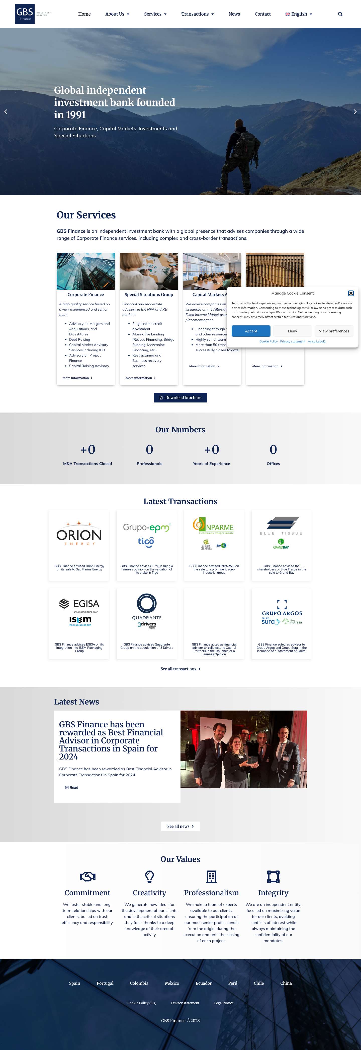 GBS Finance - Leading Global Independent Investment Bank - Full Screenshot