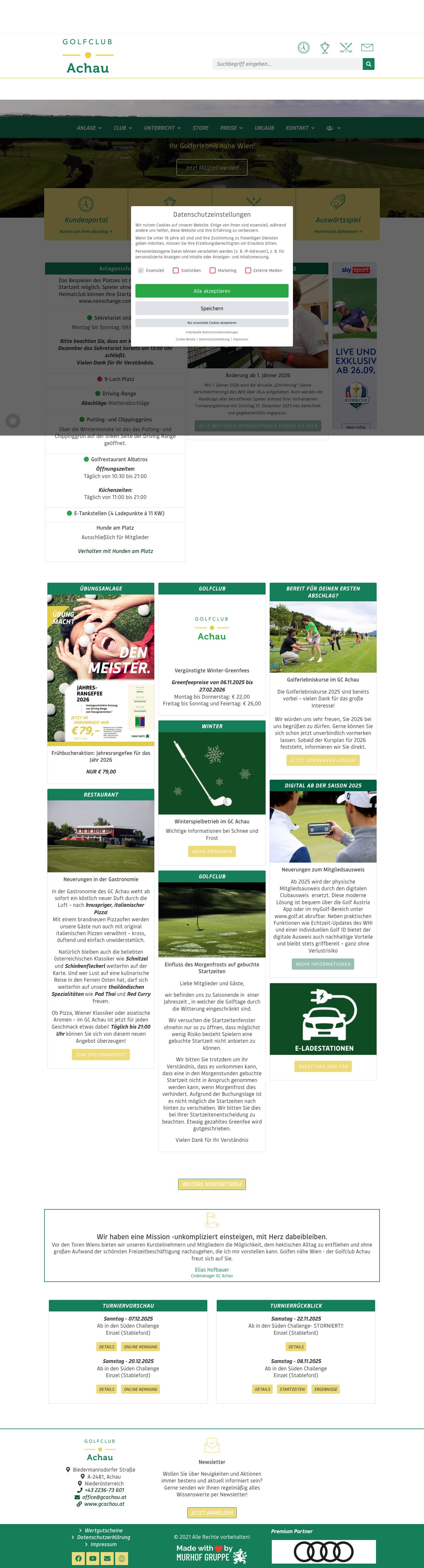 Golfen Nähe Wien - Ihr Golfclub Achau - Startseite - Full Screenshot