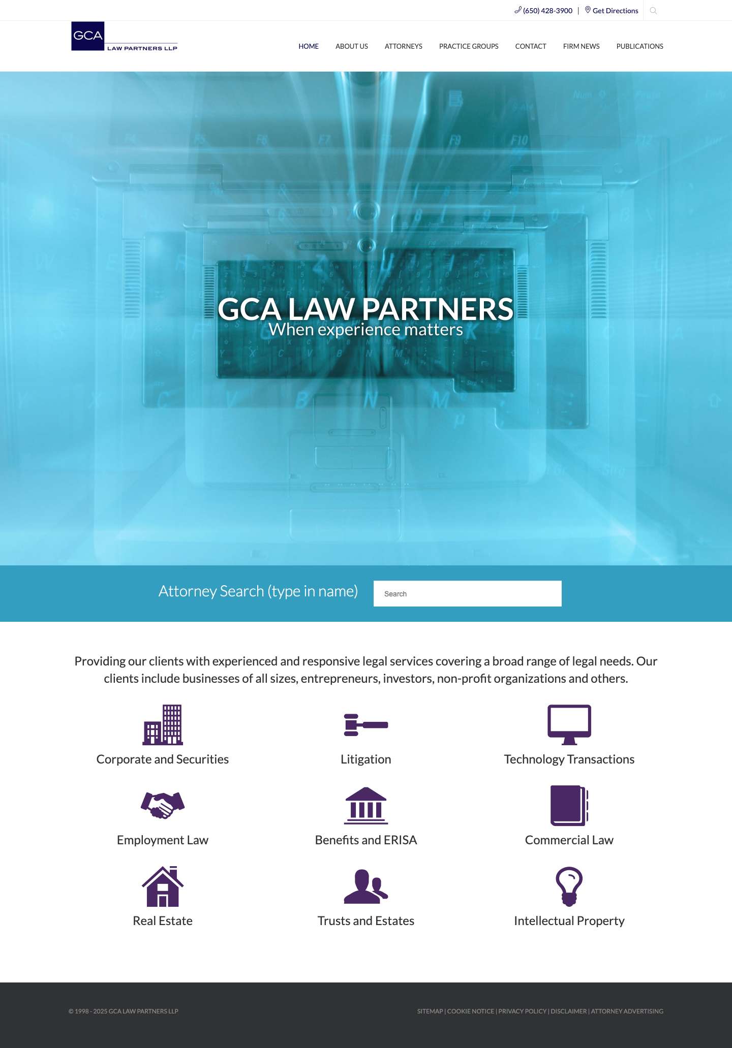 GCA Law Partners LLP | Mountain View + San Francisco, CA - Full Screenshot