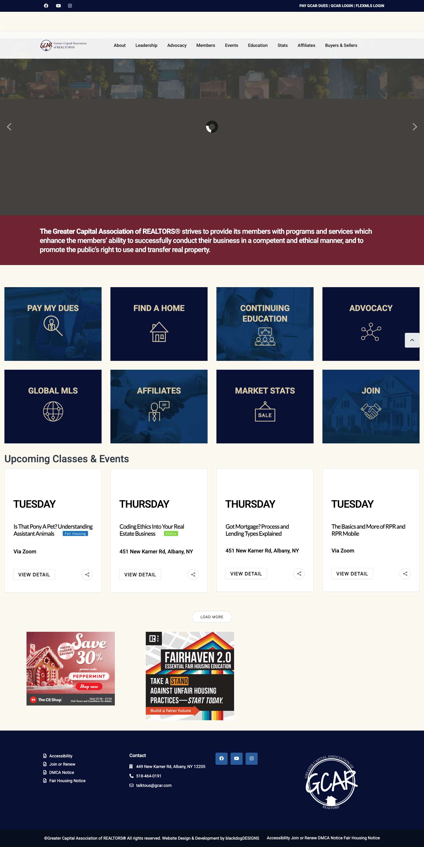 Greater Capital Association of Realtors – Professional trade association which provides its members value through programs and services, promotes cooperation and ethics among its members and supports public property rights. - Full Screenshot