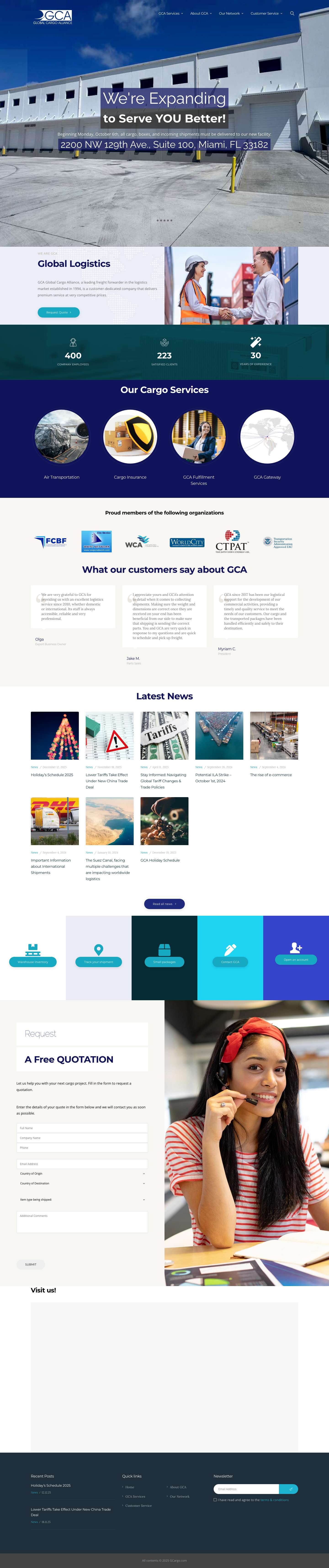 Global Cargo Alliance – Your one stop shop for all your shipping needs - Full Screenshot