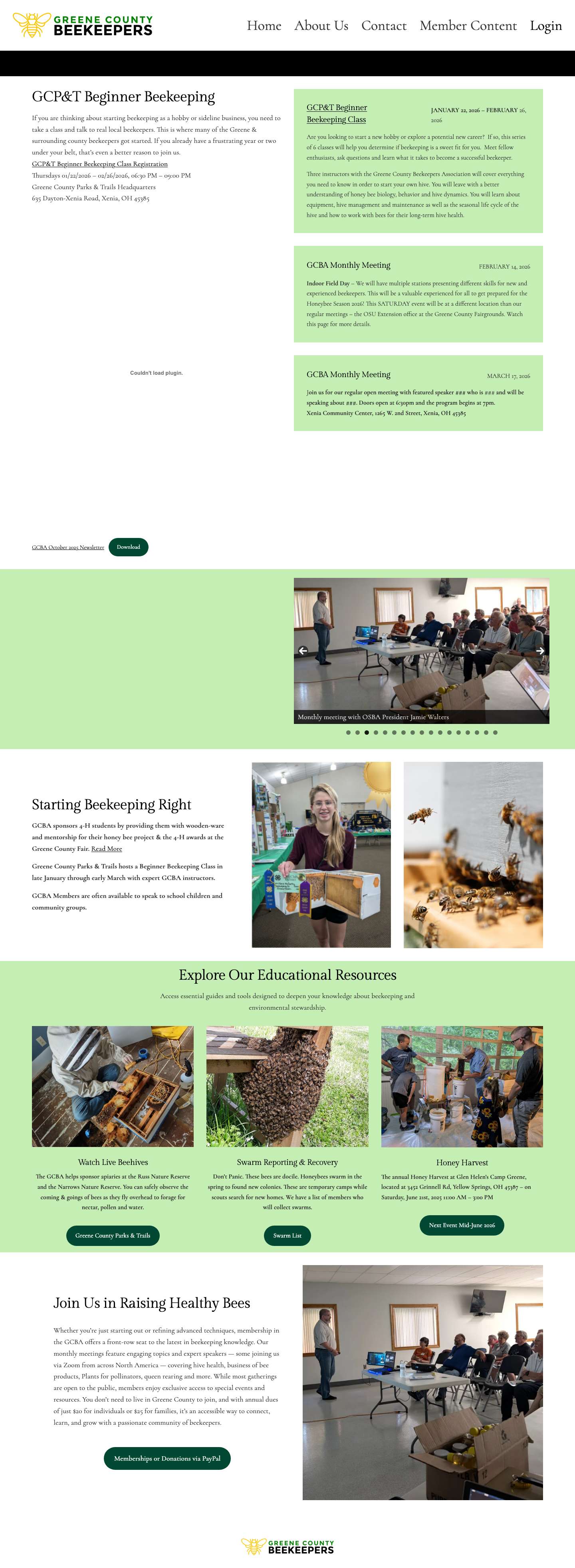 Greene County Beekeepers Association - Full Screenshot