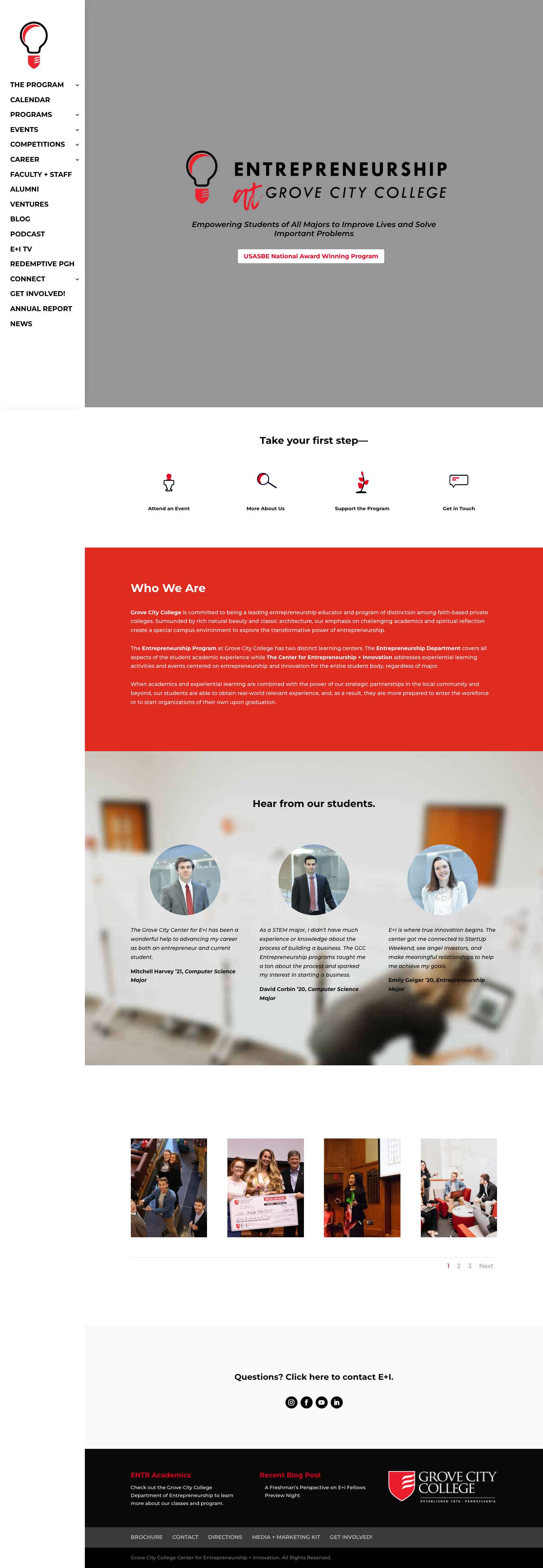 Center for Entrepreneurship + Innovation | Grove City College - Full Screenshot