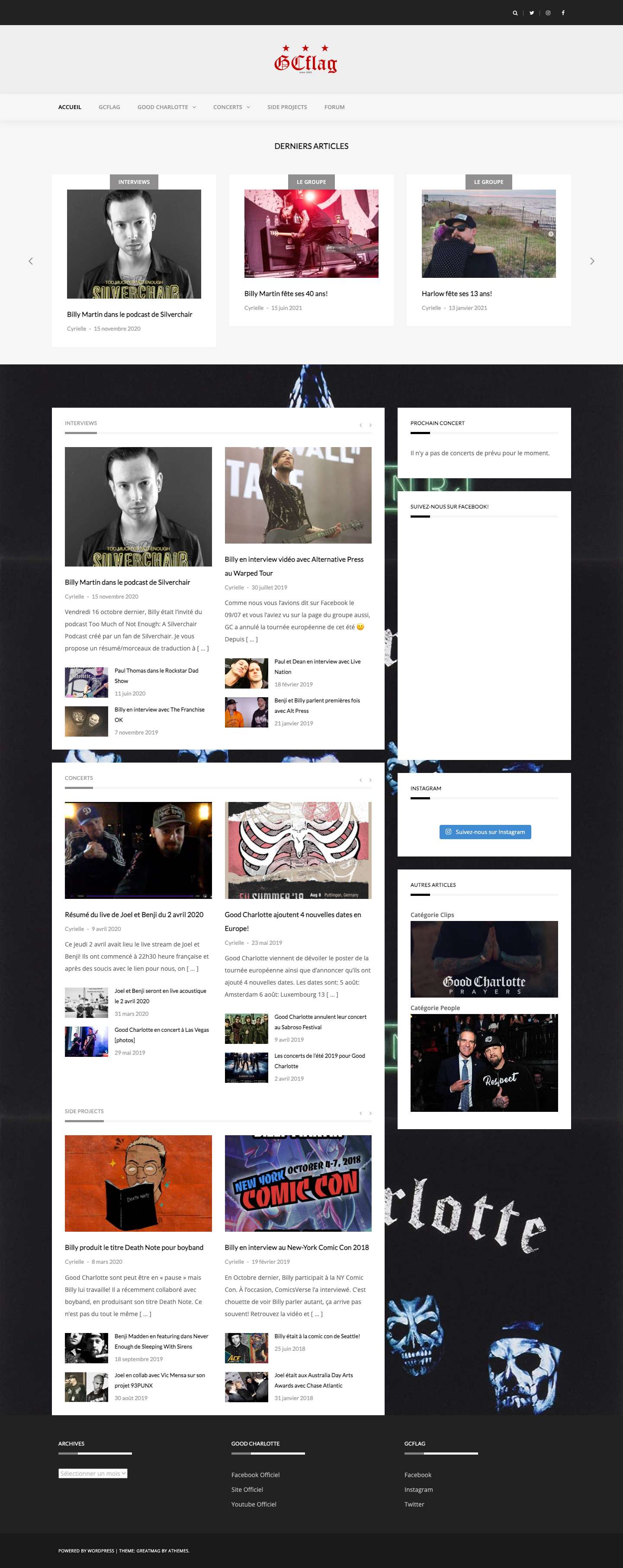 GCflag – Votre source numéro 1 en français sur Good Charlotte - Full Screenshot