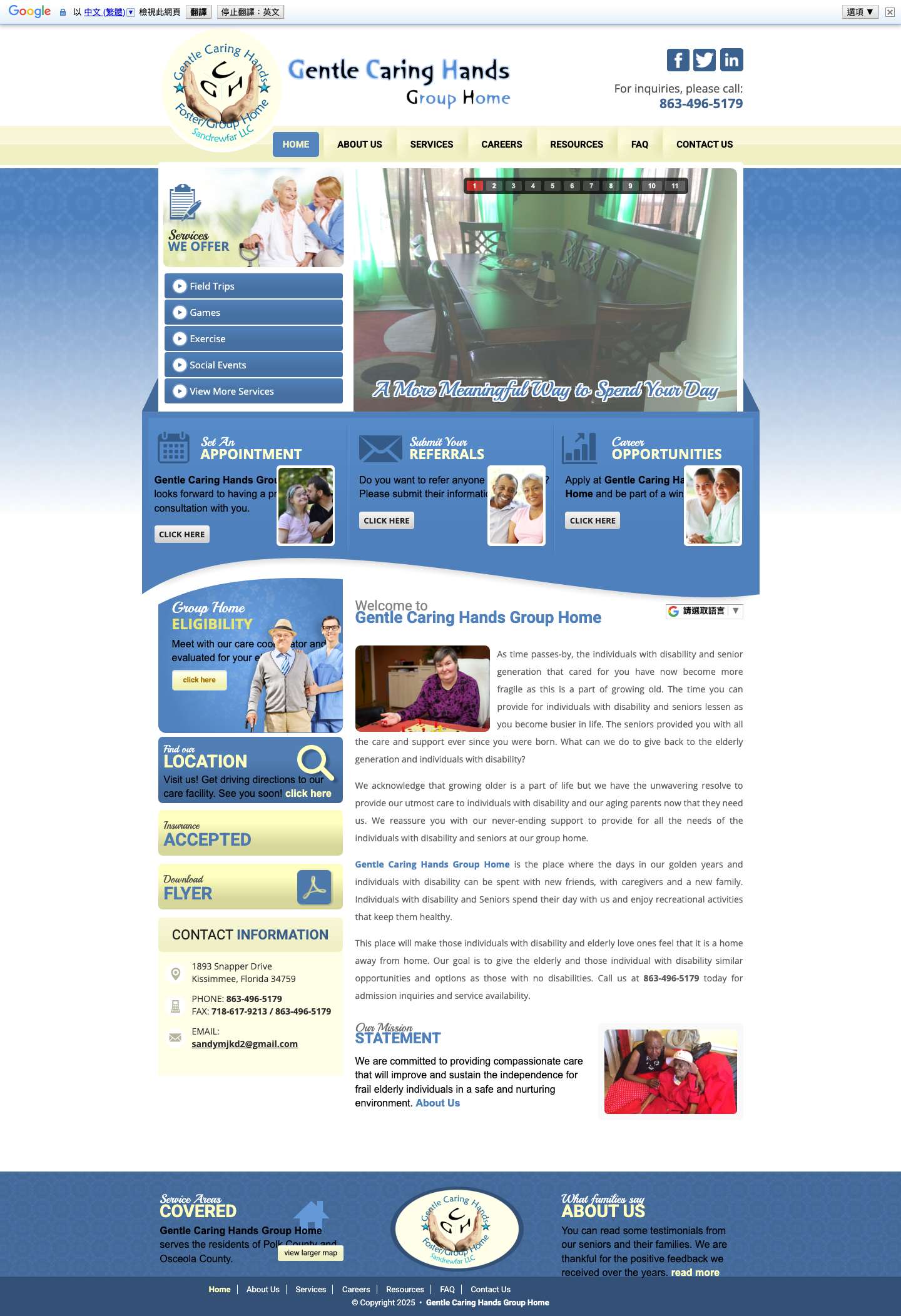 Group Home in Florida | Gentle Caring Hands Group Home - Full Screenshot