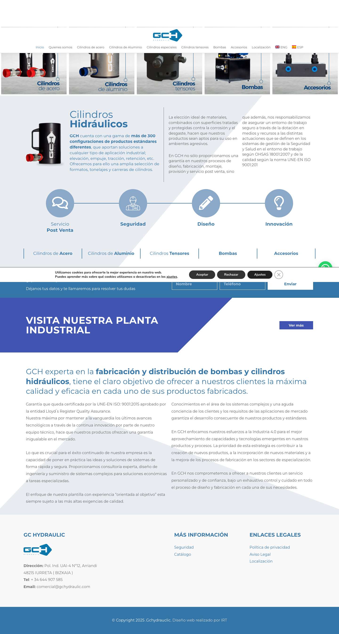 Fabricación y distribución de bombas y cilindros hidráulicos - Full Screenshot