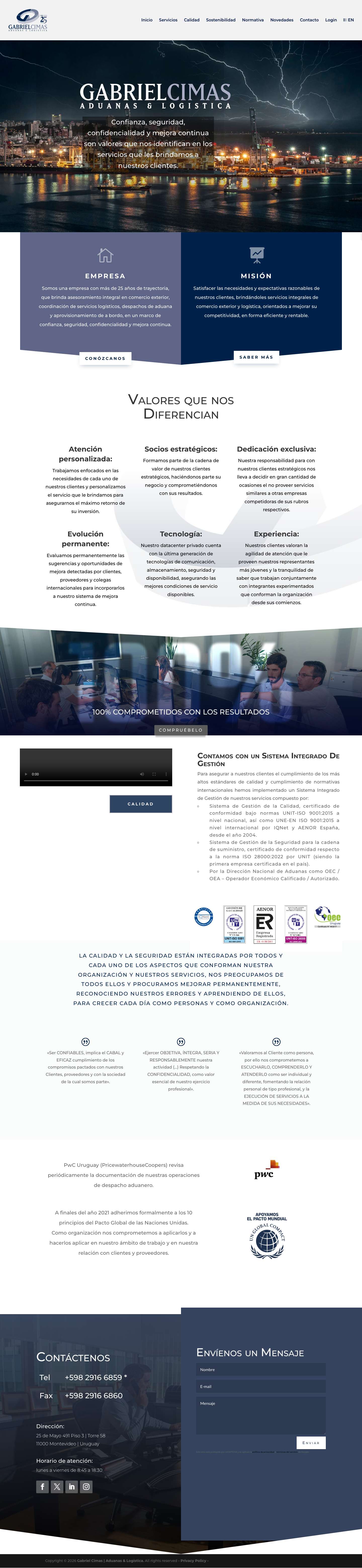 Gabriel Cimas | Aduanas & Logística - Full Screenshot