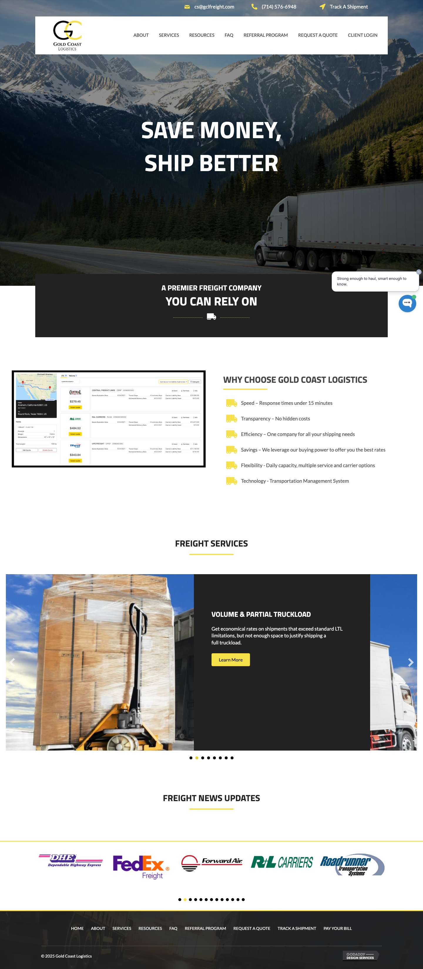 Freight Shipping Services in Anaheim, CA - Full Screenshot