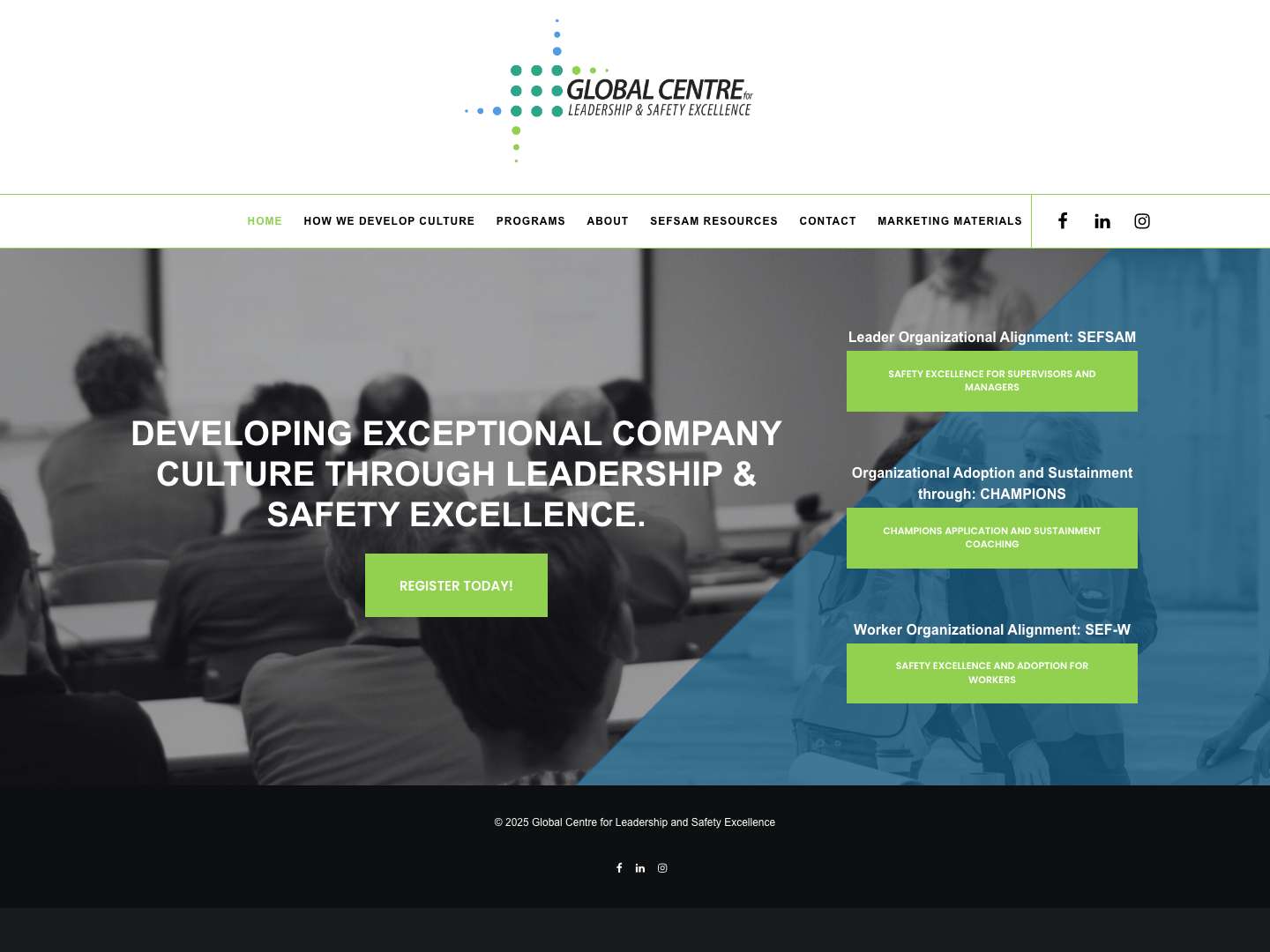 Home - Global Centre for Leadership and Safety Excellence - Full Screenshot