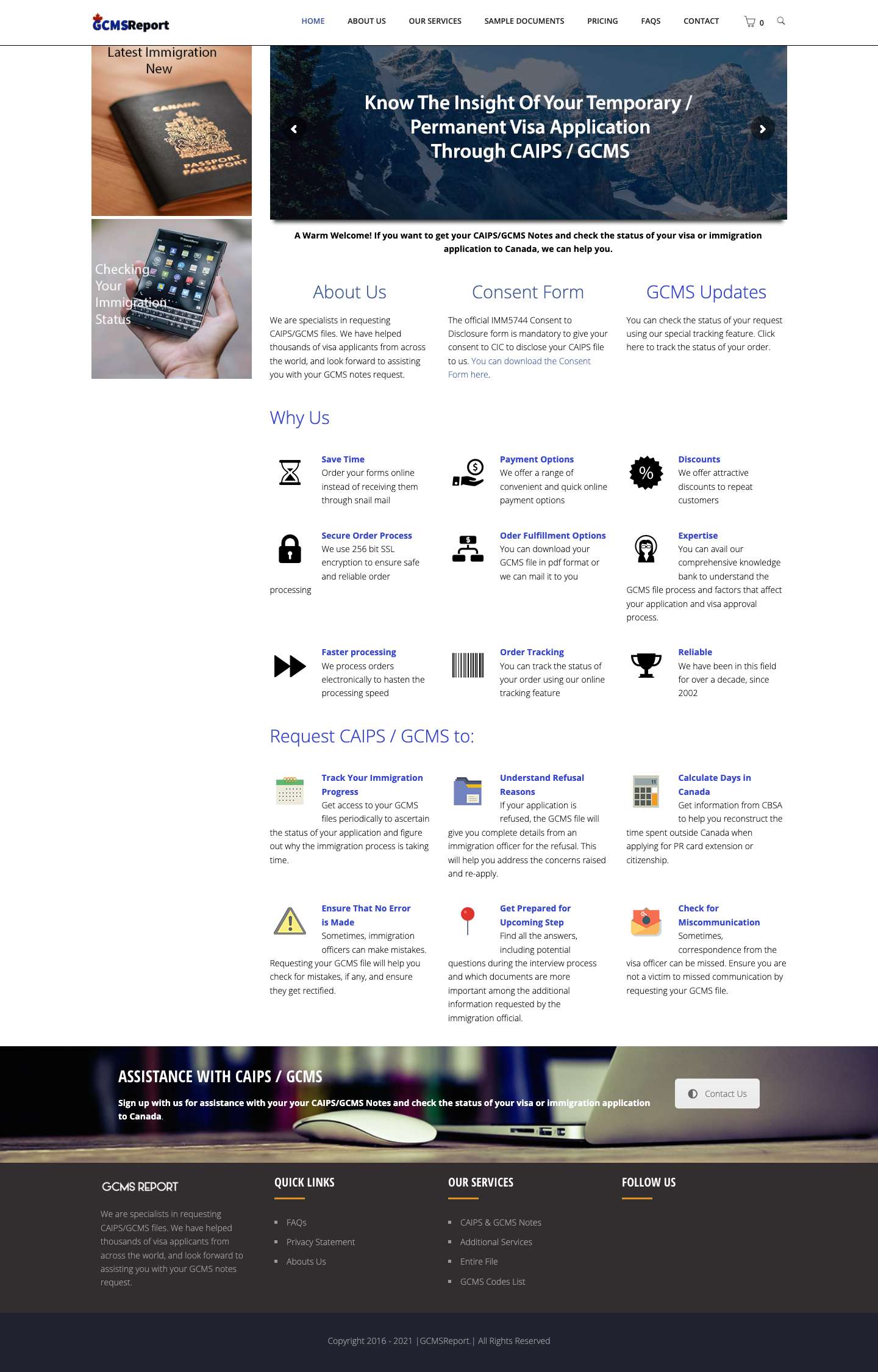 Home - Welcome to GCMS Report - Full Screenshot